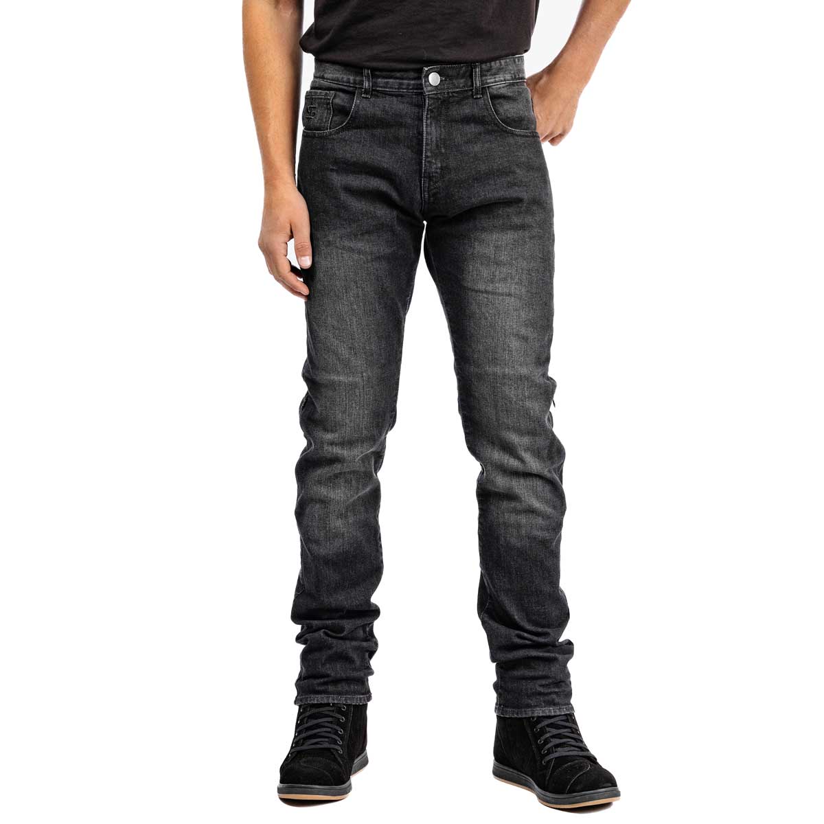 Spada Drifter CE Mens Jeans Short Leg Washed Black