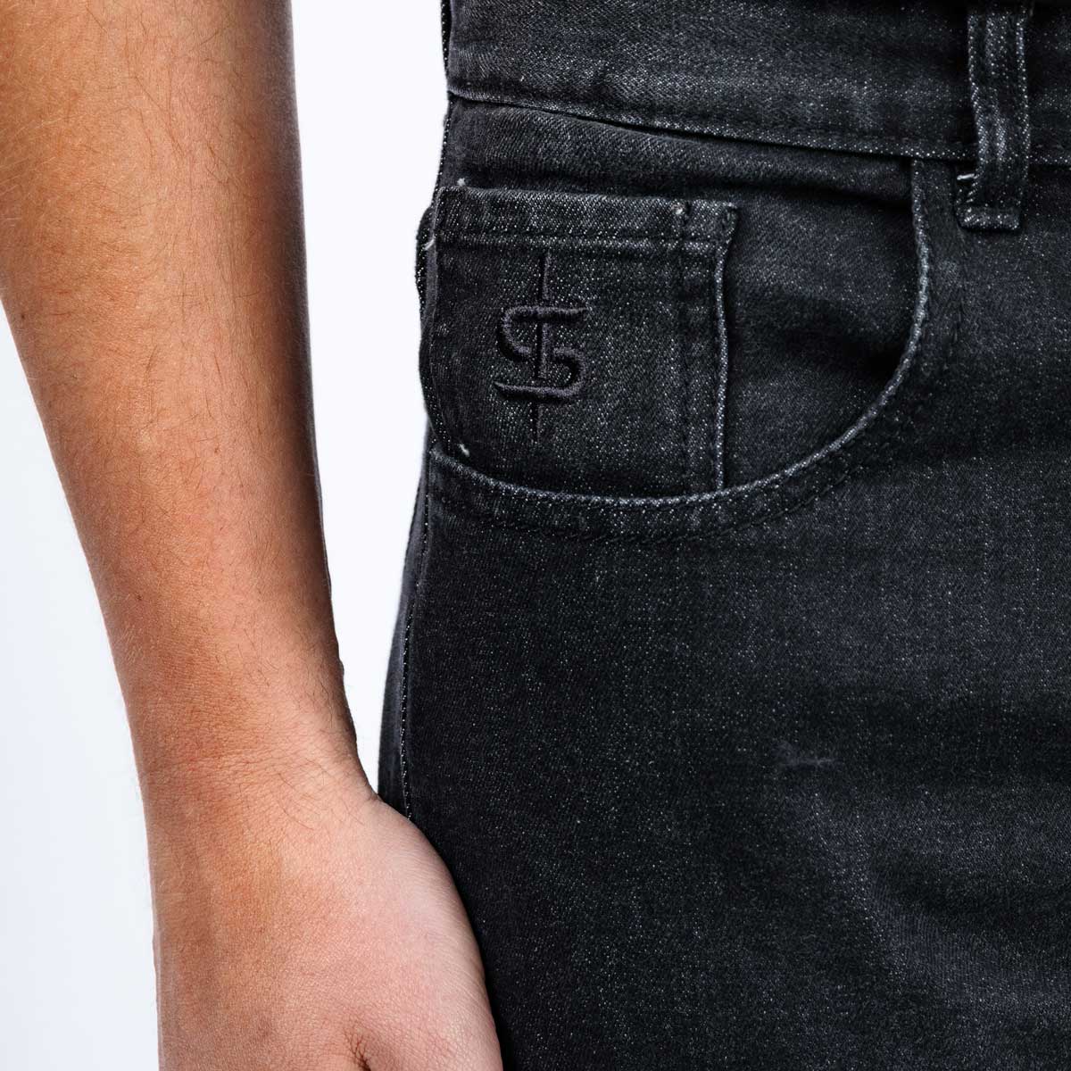 Spada Drifter CE Mens Jeans Short Leg Washed Black
