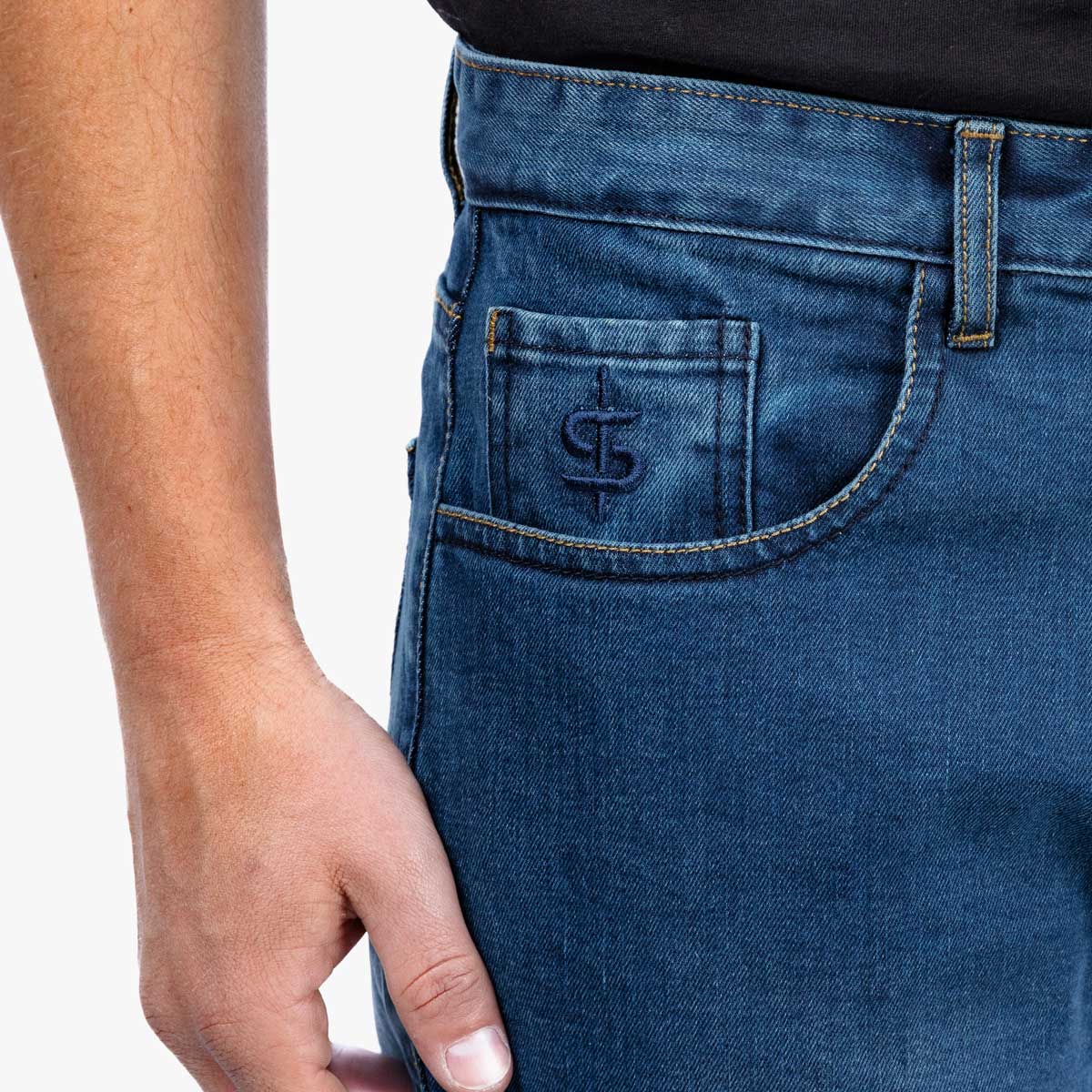 Spada Drifter CE Mens Jeans Short Leg Washed Blue