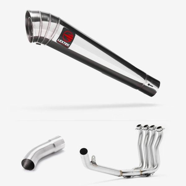 Lextek Stainless Steel MP4 S/Steel Megaphone Exhaust System 300mm for Suzuki GSX-S 1000 (21-24)
