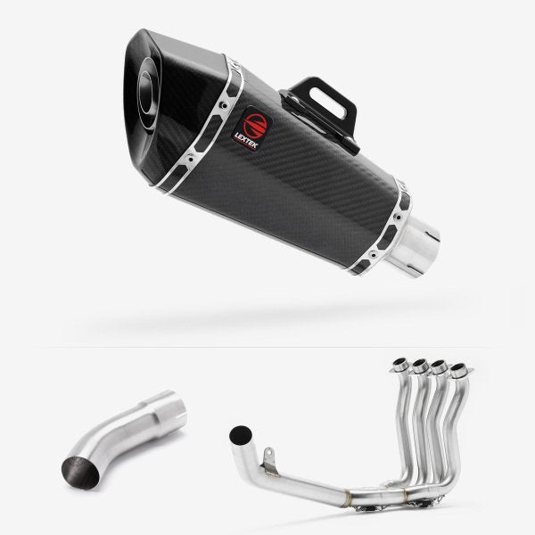 Lextek Stainless Steel XP8C Carbon Fibre Exhaust System 210mm for Suzuki GSX-S 1000 (21-24)