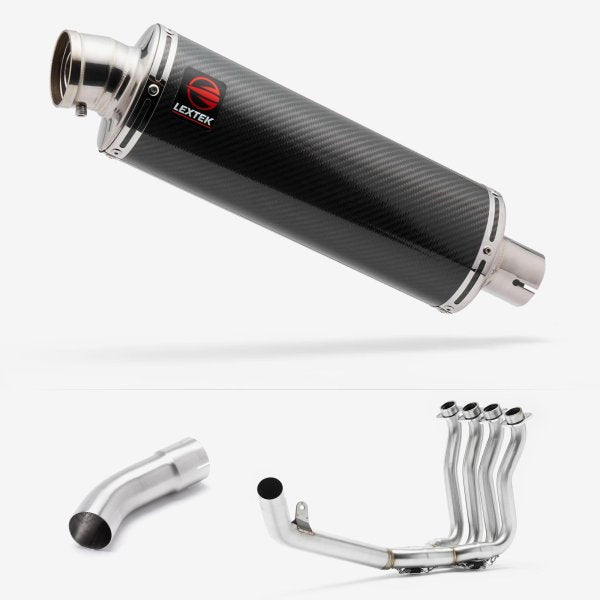 Lextek Carbon Fibre OP8C Matt S/Steel Exhaust System 350mm for Suzuki GSX-S 1000 (21-24)