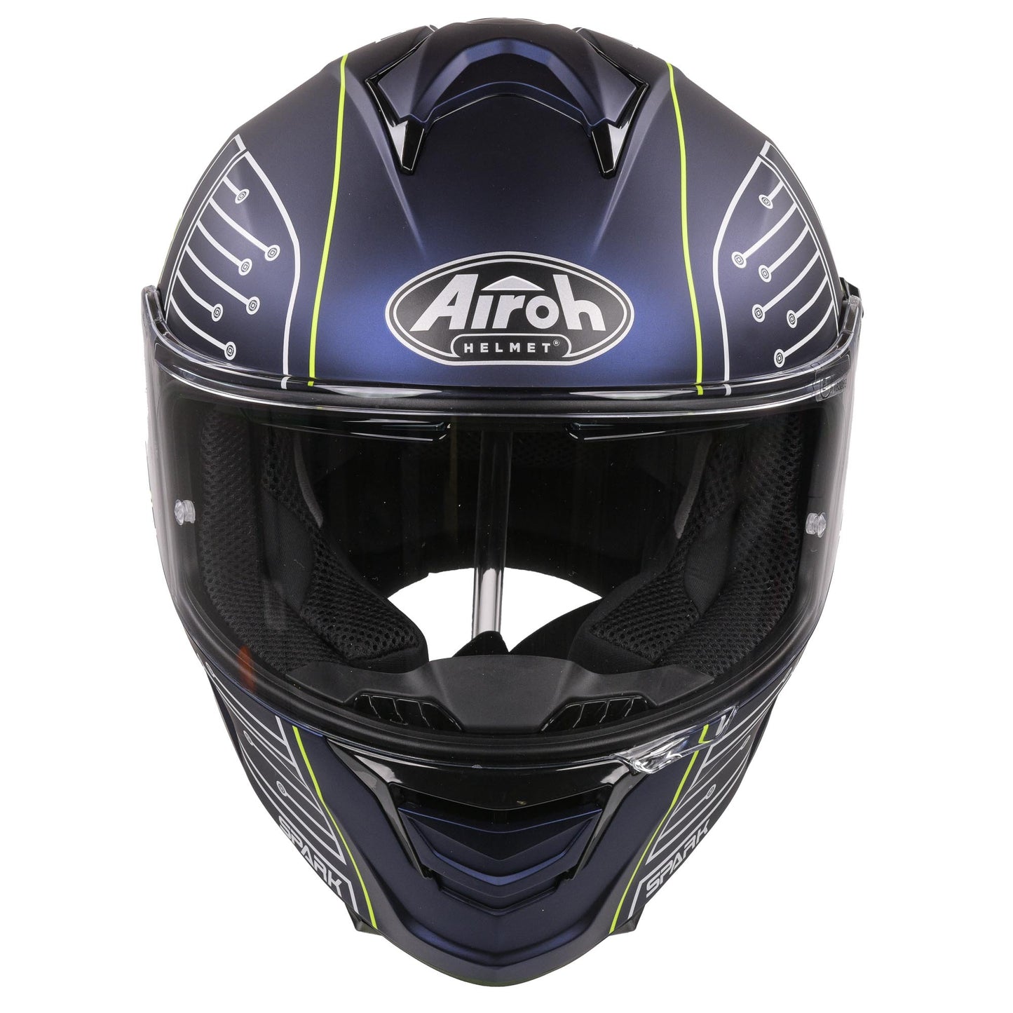 Airoh Spark Flow Helmet - Fluro Yellow / Blue Circuit MATT (Extra Small)