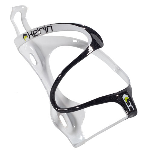 Keirin White/Carbon Bottle Cage with 3K Carbon Weave