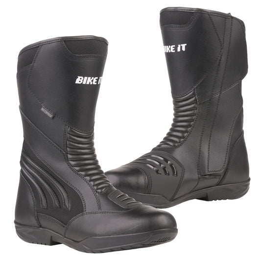 Bike It 'Burhou' All-Seasons Waterproof Black Sports Touring Motorcycle Boot (UK 12 / EU 46)