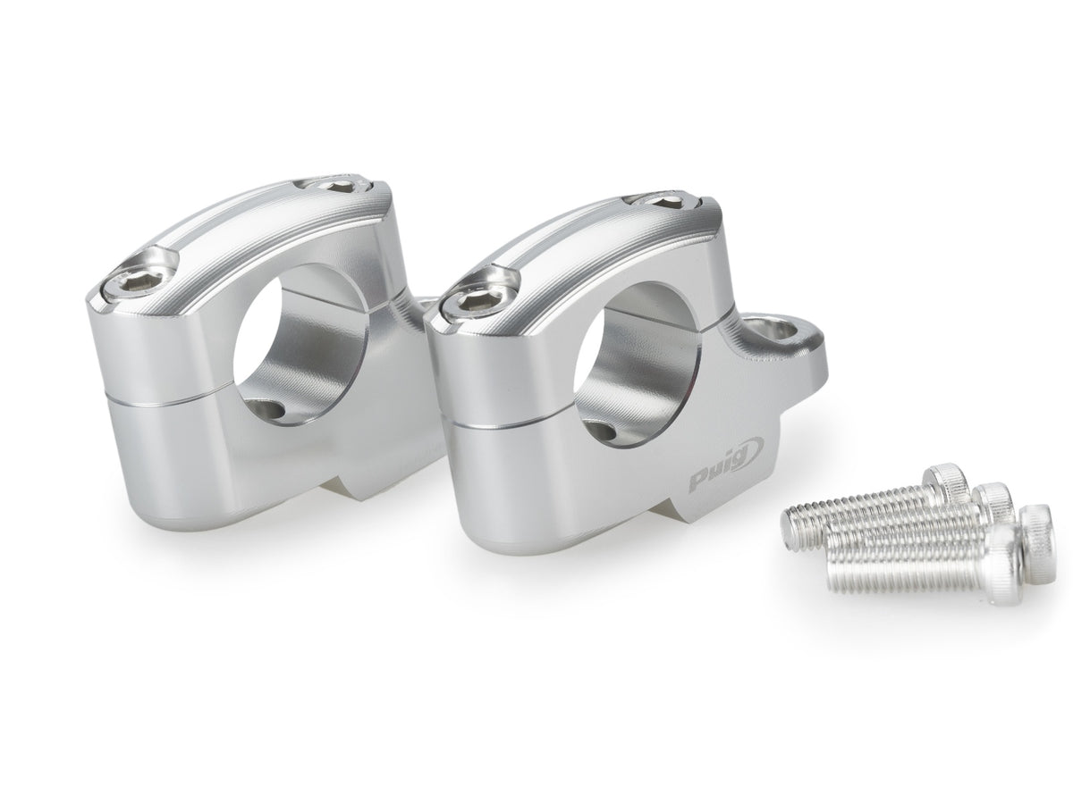 20mm Pullback Bar Risers Offset 16mm - Silver