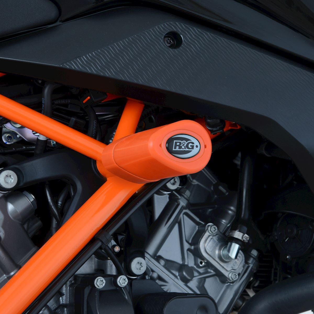 Crash Protectors - Aero Style for KTM 125 Duke ('11-'23), 200 Duke ('12-), 390 Duke ('11-'23) (Orange)