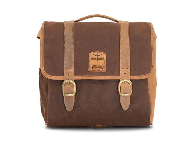 Brown 12.5L Waxed Canvas Multifit Saddlebag By Longride CUS131WBRO