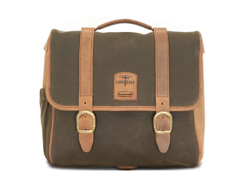 khaki 12.5L Waxed Canvas Multifit Saddlebag By Longride CUS131WKHA