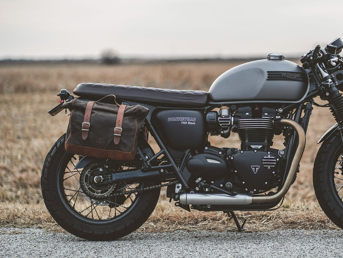 Black 9.5L Waxed Canvas Multifit Saddlebag By Longride CUS133WBLA