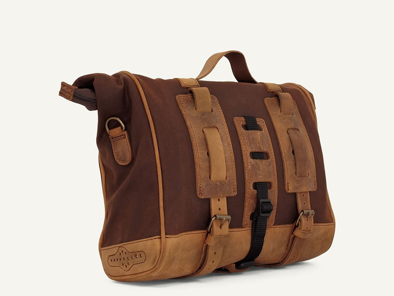 Brown 9.5L Waxed Canvas Multifit Saddlebag By Longride CUS133WBRO