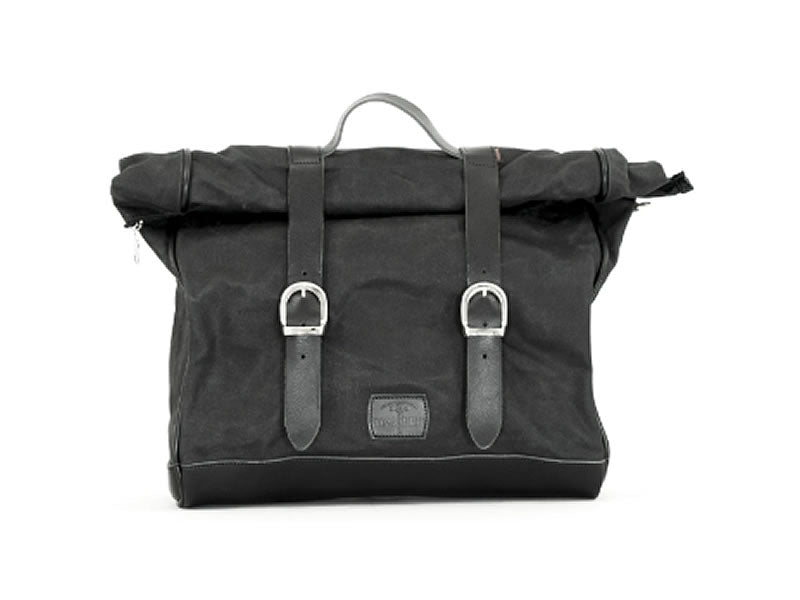 Black 18L Waxed Canvas Multifit Saddlebag By Longride CUS137WBLA