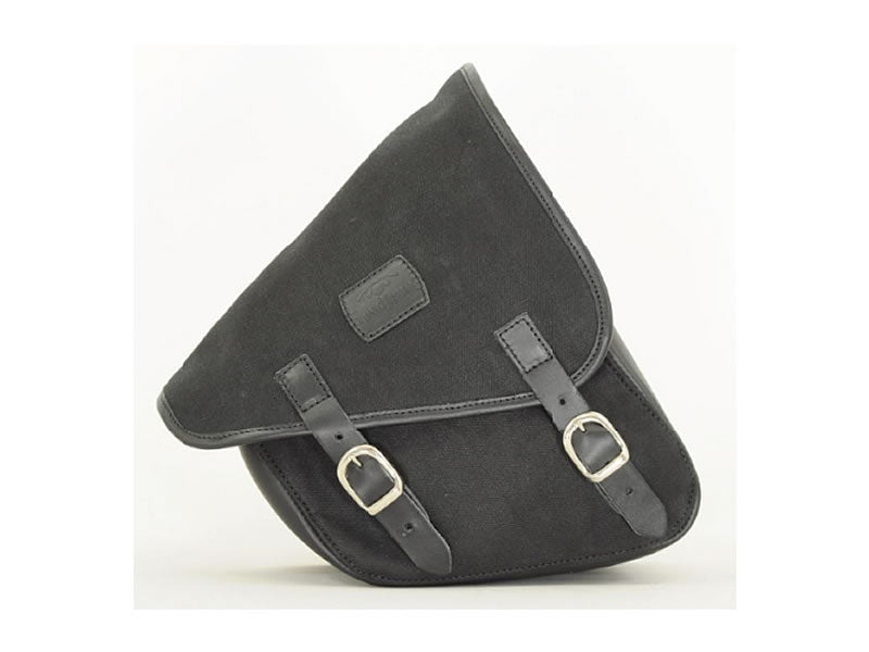 Black 7.6L Waxed Canvas Swing Arm Bag (Left) By Longride CUS274WBLA