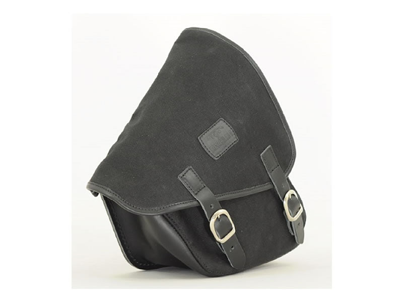 Black 7.6L Waxed Canvas Swing Arm Bag (Left) By Longride CUS274WBLA