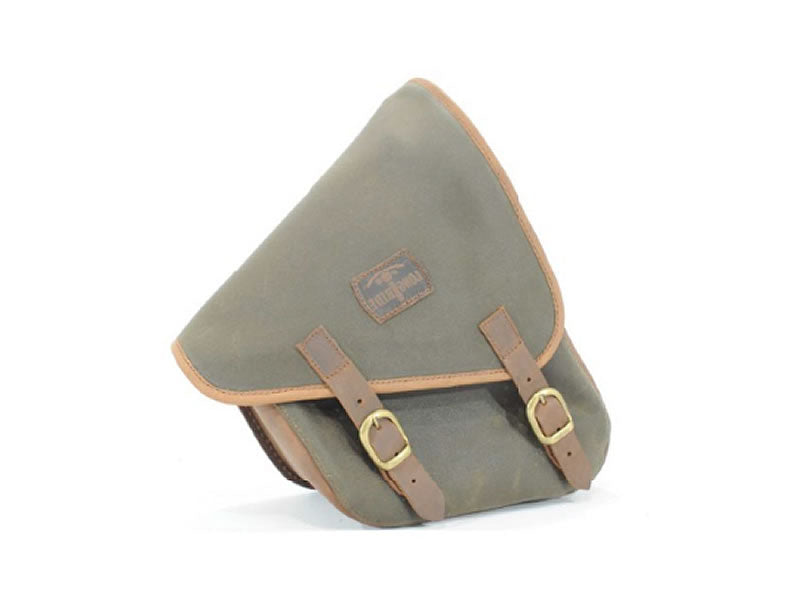 Khaki 7.6L Waxed Canvas Swing Arm Bag (Left) By Longride CUS274WKHA