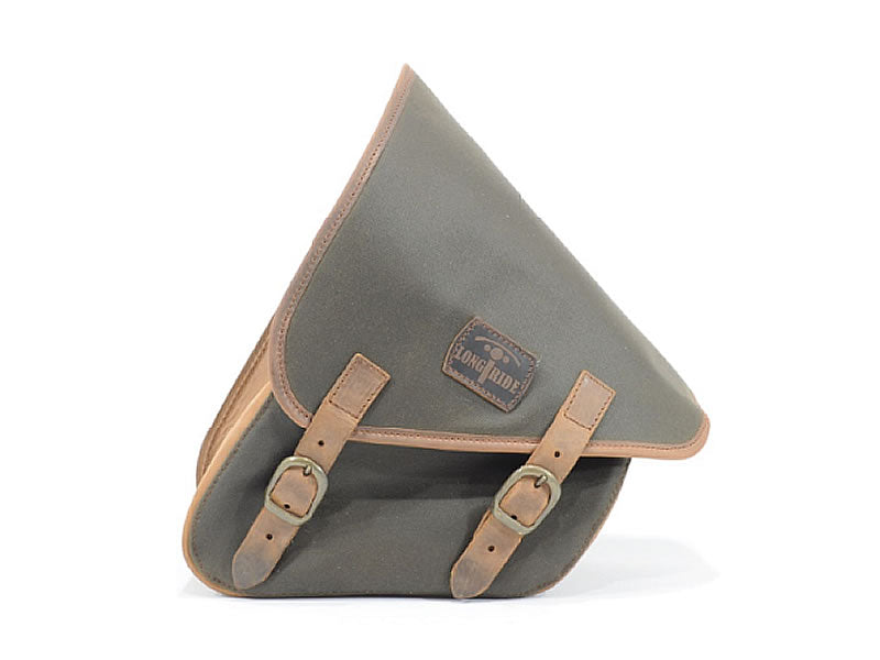 Longride Khaki 7.6L Waxed Canvas Swing Arm Bag (Right) By Longride CUS275WKHA - CUS275WKHA
