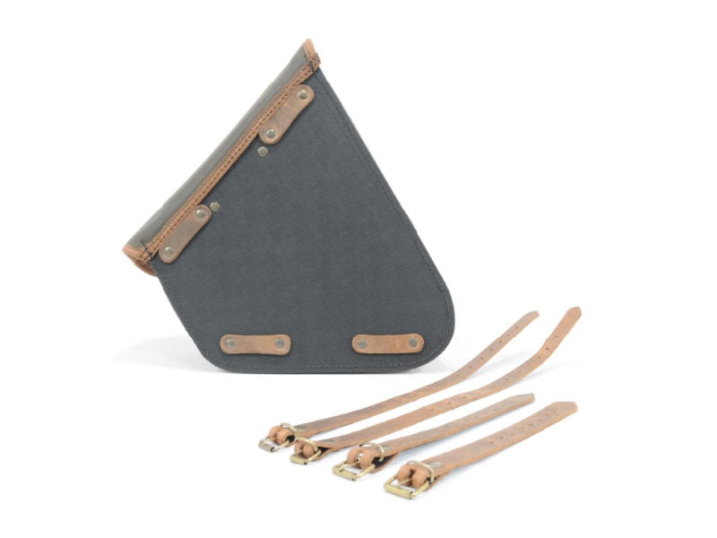 Longride Khaki 7.6L Waxed Canvas Swing Arm Bag (Right) By Longride CUS275WKHA - CUS275WKHA