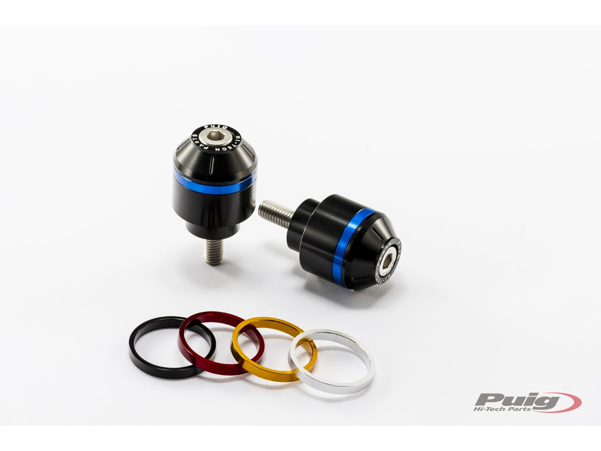 Puig Short Bar End Weights With Coloured Rim (Black)