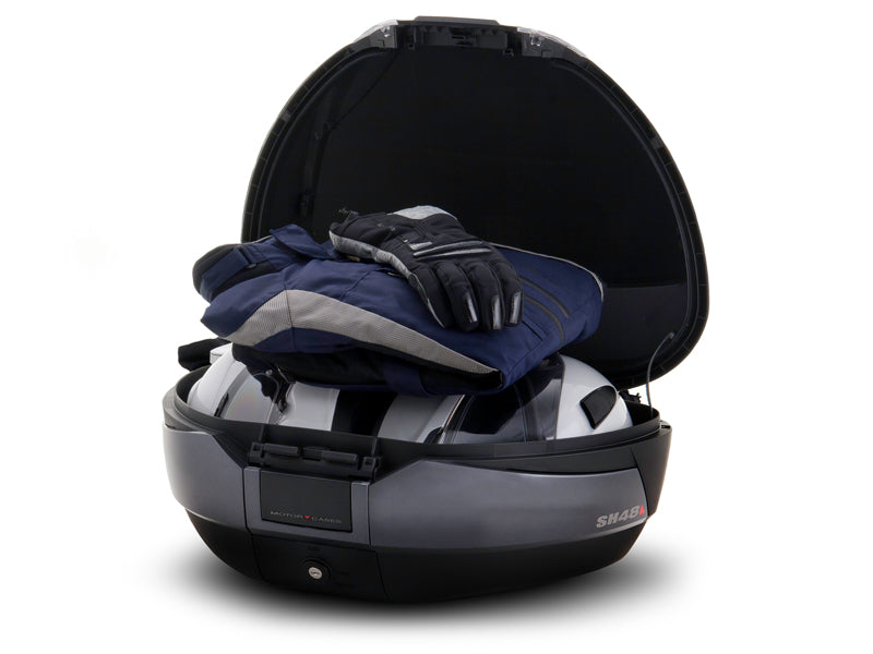 SHAD SH48 Top Box - Black / Dark Grey inc Backrest And Carbon Cover