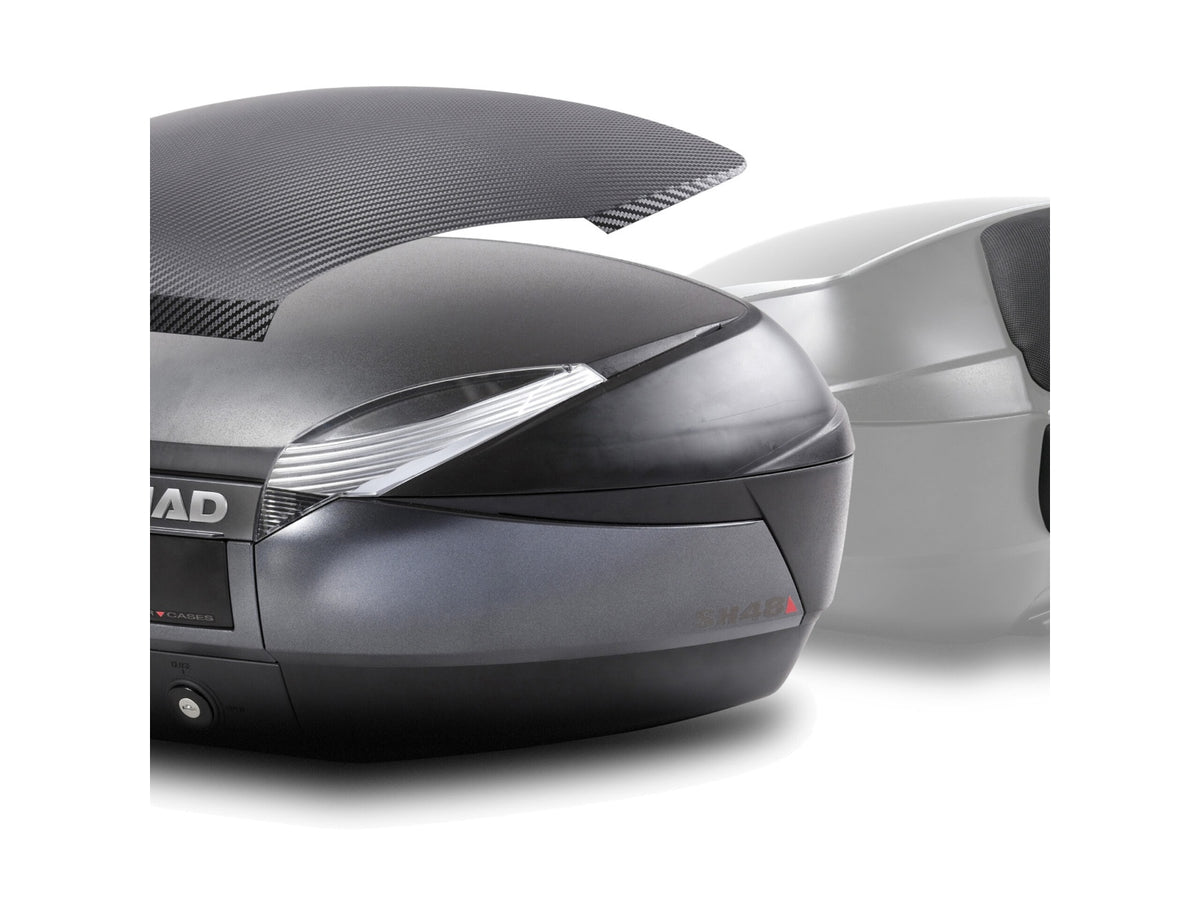 SHAD SH48 Top Box - Black / Dark Grey inc Backrest And Carbon Cover