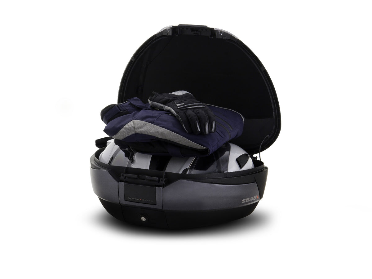SHAD SH48 Top Box - Black / Dark Grey inc Backrest And Carbon Cover