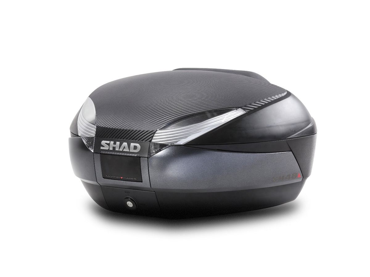 SHAD SH48 Top Box - Black / Dark Grey inc Backrest And Carbon Cover