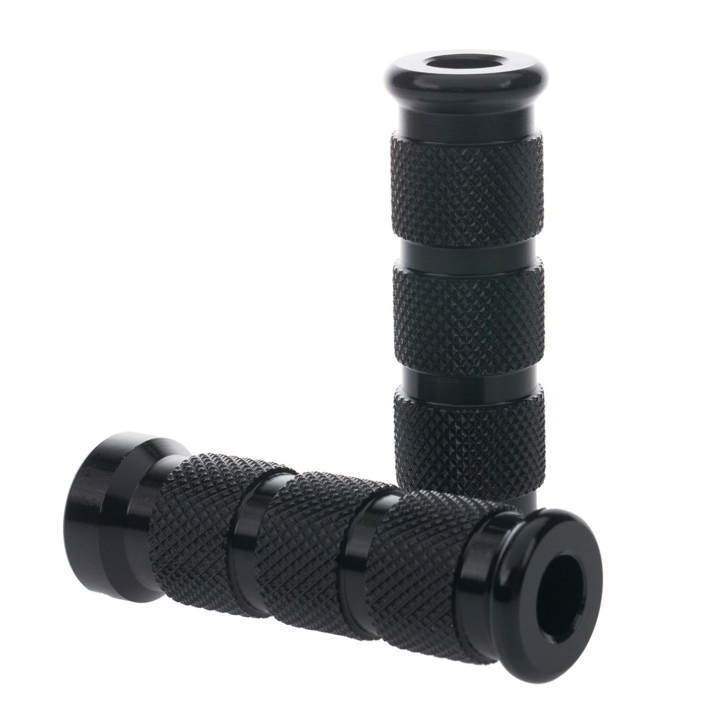 Aluminium Knurled Replacement Road/Track Footrest Pegs Round (Black) - PAIR