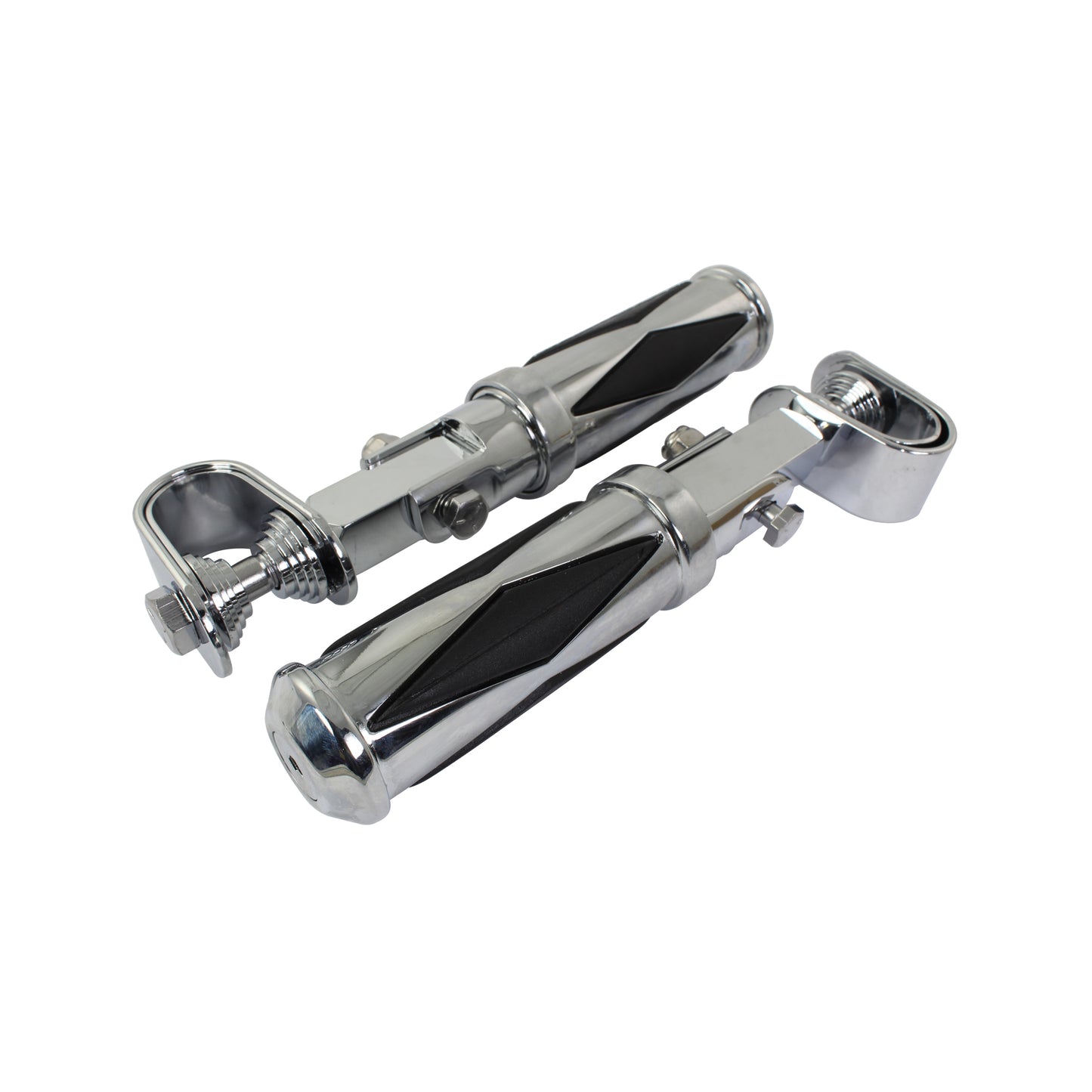 Bike It Universal Footpegs Jester Chrome With Diamond Clamp Fit