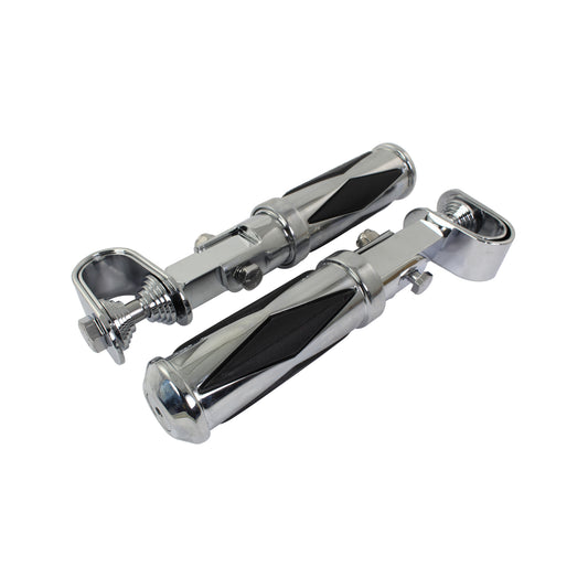 Bike It Universal Footpegs Jester Chrome With Diamond Clamp Fit