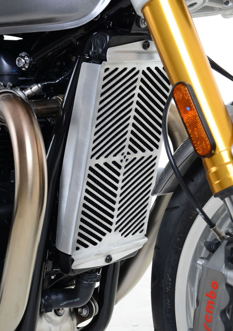 Stainless Steel Radiator Guard for the Triumph Bonneville T120 '16-25,Thruxton 1200/R '16-, Speed Twin 1200 '19-'21, Scrambler 900 ’23- & Speed Twin 900 '22-