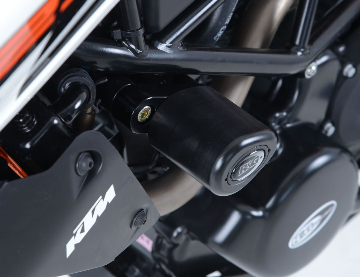 Crash Protectors - Aero Style forKTM 125 Duke '11-23, 200 Duke '12-, 250 Duke '17-23 and 390 Duke '13-23.