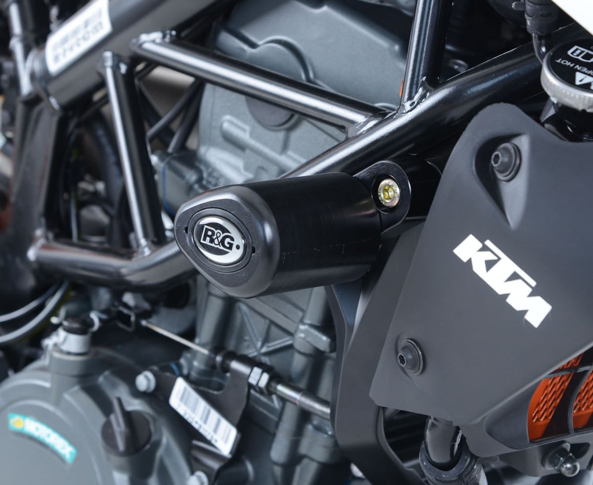 Crash Protectors - Aero Style forKTM 125 Duke '11-23, 200 Duke '12-, 250 Duke '17-23 and 390 Duke '13-23.