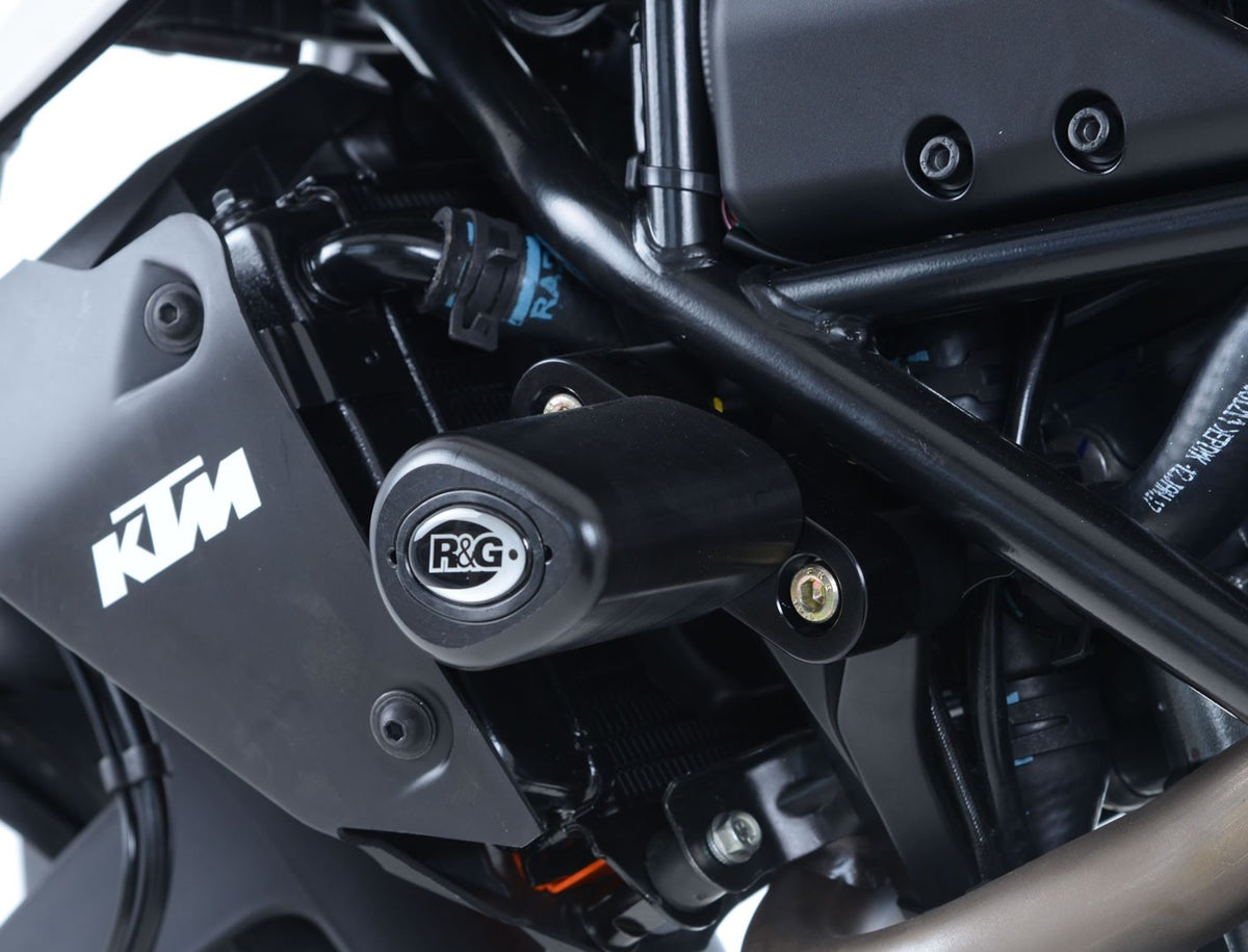 Crash Protectors - Aero Style forKTM 125 Duke '11-23, 200 Duke '12-, 250 Duke '17-23 and 390 Duke '13-23.