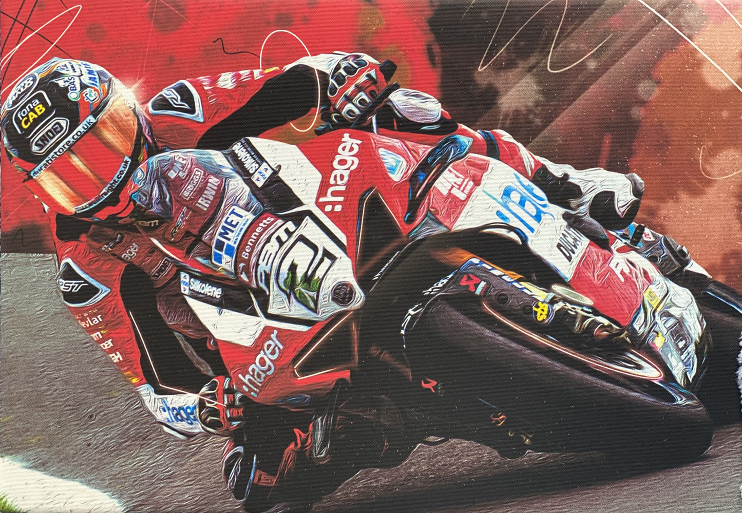 GLEN IRWIN CANVAS RACING PRINT 14X20 INCH