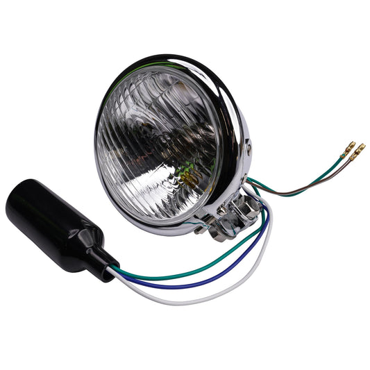 Universal Bates-style Chrome Headlight 4Â½" Bottom Mount Left Dip