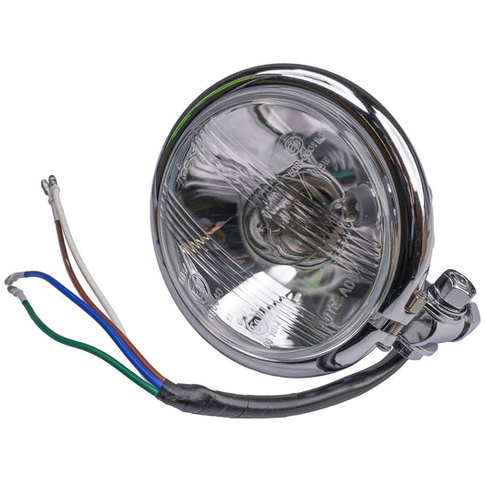 Universal Bates-style Chrome Headlight 4Â½" Bottom Mount E-Marked Right Dip