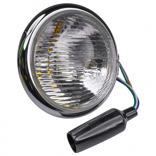 Bike It Universal Bates-style Chrome Headlight 5Â¾" Bottom Mount Left Dip