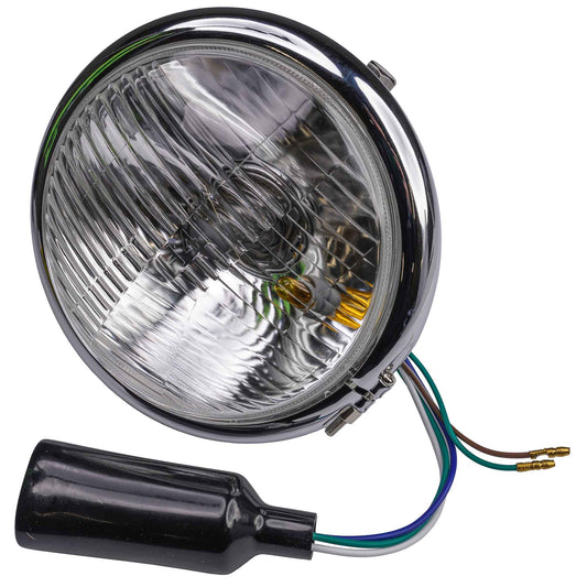 Bike It Universal Bates-style Chrome Headlight 5¾" Side Mount Left Dip