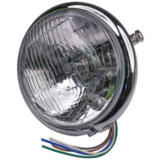 Bike It Universal Bates-style Chrome Headlight 5Â¾" Side Mount E-Marked Right Dip