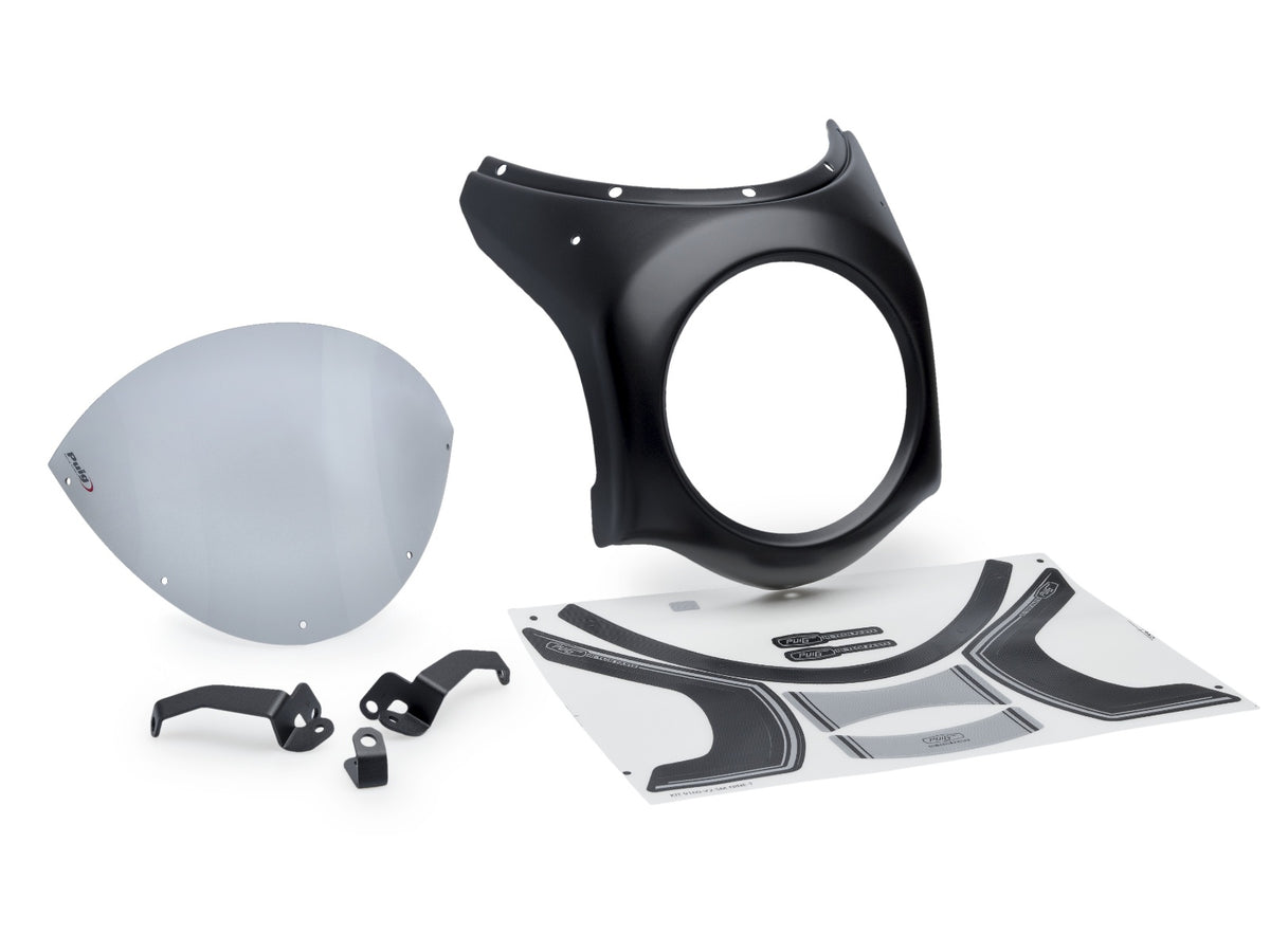 Retro Black Semi Fairing And Screen 180mm - Light Smoke