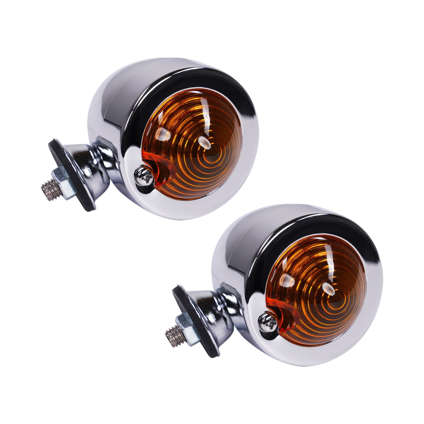 Bike It Flush Fit Mini Custom Indicators With Chrome Body And Amber Lens