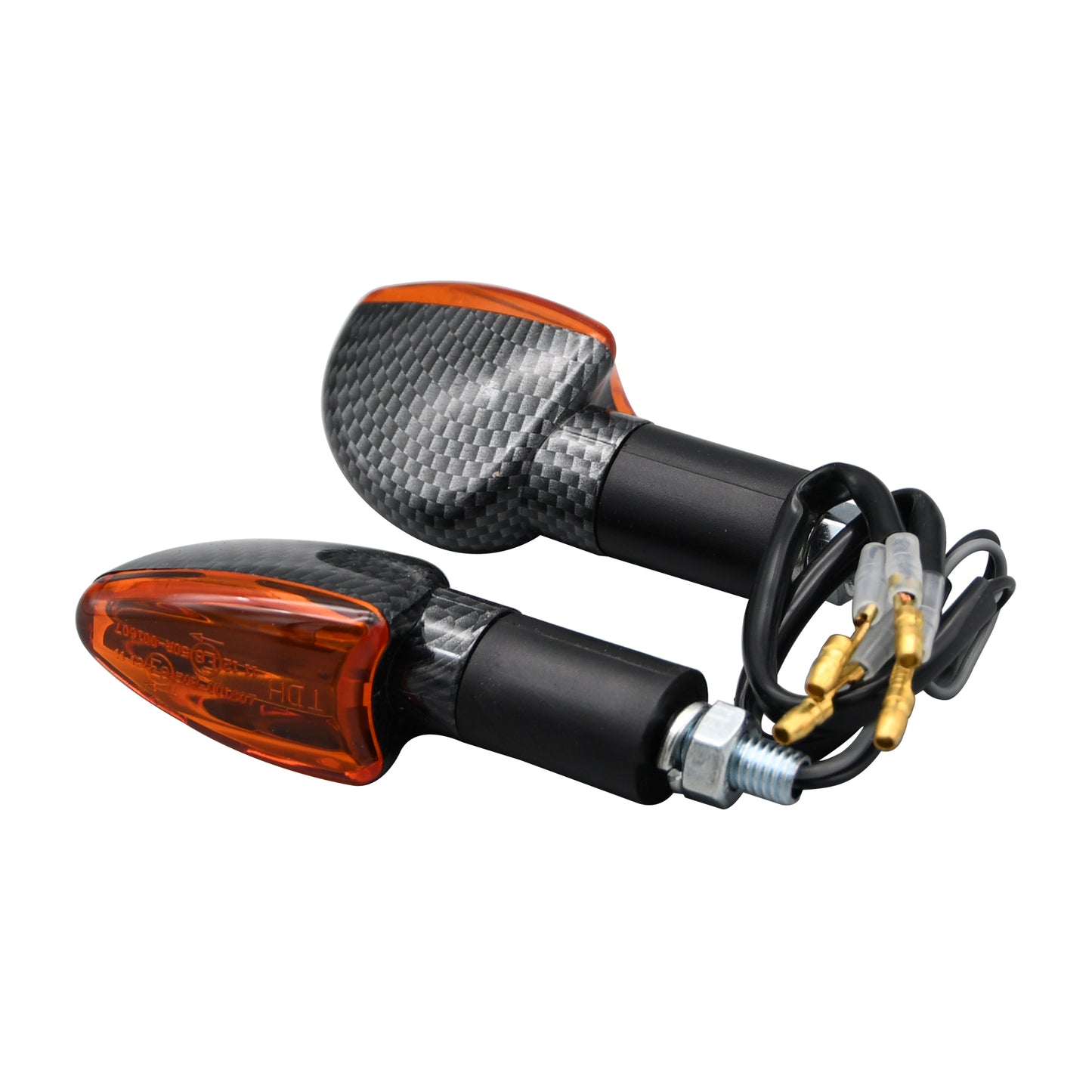 Bike It Long Stem Mini Spear Indicators With Carbon Look Body And Amber Lens