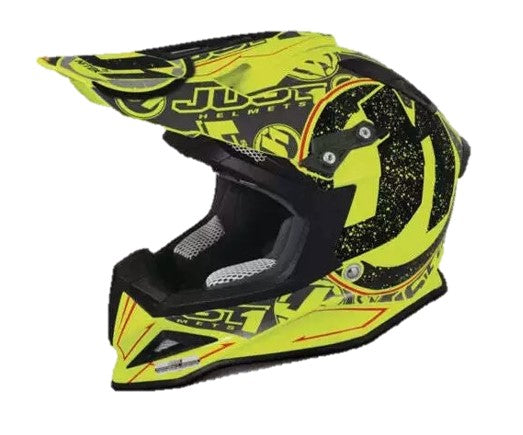 Just 1 J12 Carbon MX Helmet Stamp Yellow Fluo XS