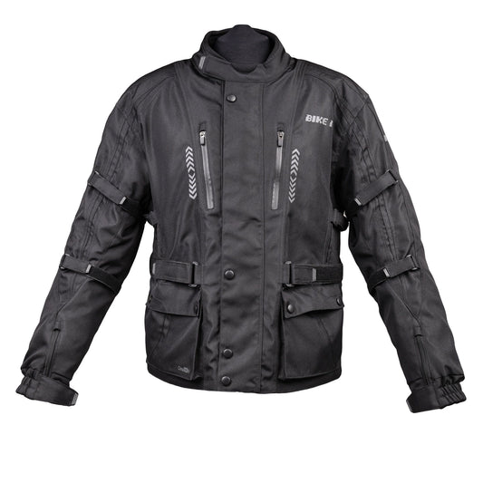 Bike It 'Triple Black' Waterproof Adventure Motorcycle Jacket - XXXL