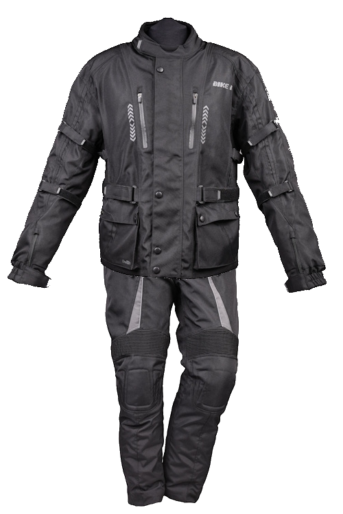 Bike It 'Triple Black' All-Weather Waterproof Adventure Touring Motorcycle Jacket + Bike It 'Burhou' Textile Waterproof Motorcycle Adventure Touring Pants/Trousers