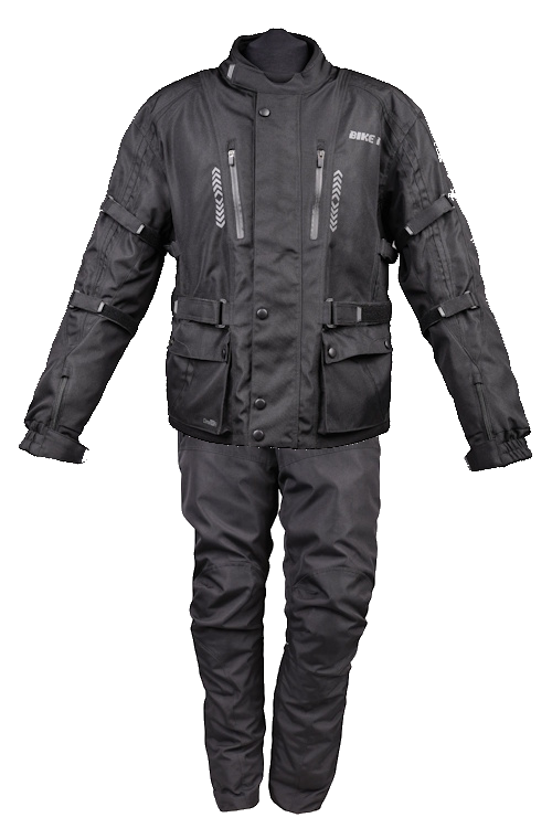 Bike It 'Triple Black' All-Weather Waterproof Adventure Touring Motorcycle Jacket + Bike It 'Triple Black' Ultimate Textile Adventure Waterproof Motorcycle Pants/Trousers