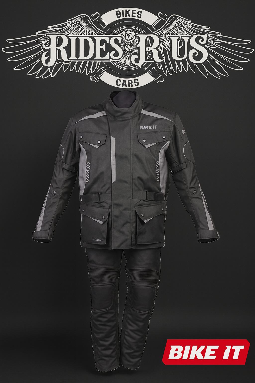 Bike It 'Burhou' All-Season Motorcycle Adventure Jacket + Bike It 'Burhou' Textile Waterproof Motorcycle Adventure Touring Pants/Trousers