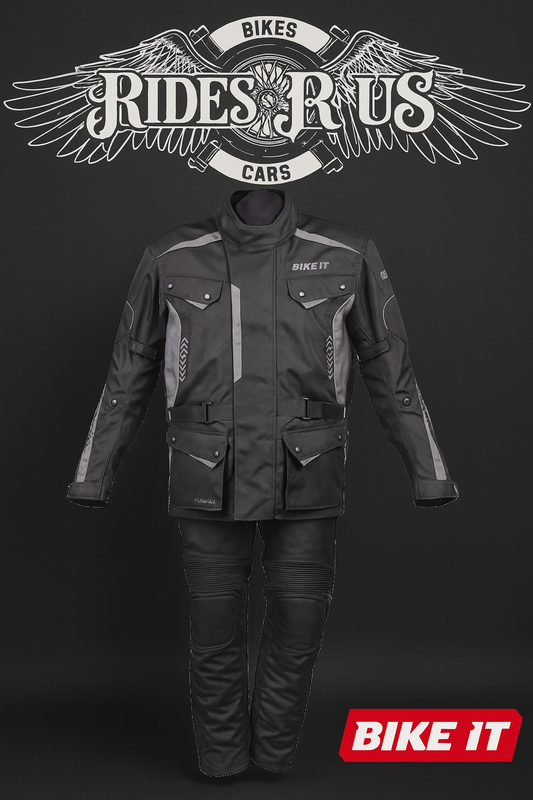 Bike It 'Burhou' All-Season Motorcycle Adventure Jacket + Bike It 'Burhou' Textile Waterproof Motorcycle Adventure Touring Pants/Trousers