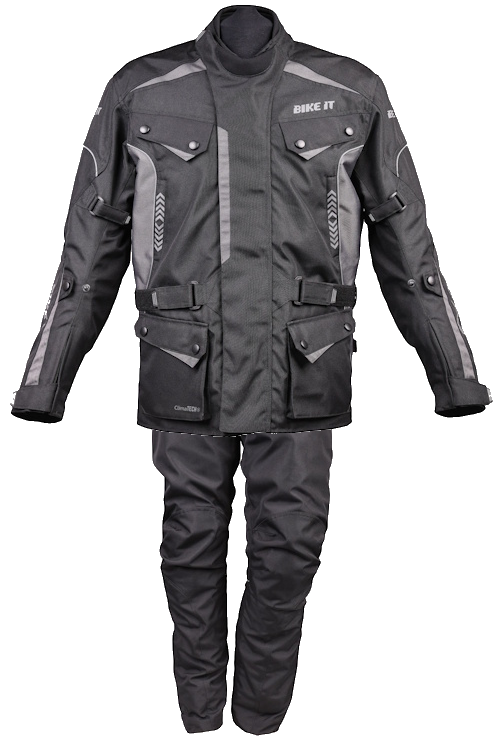 Bike It 'Burhou' All-Season Motorcycle Adventure Jacket + Bike It 'Triple Black' Ultimate Textile Adventure Waterproof Motorcycle Pants/Trousers