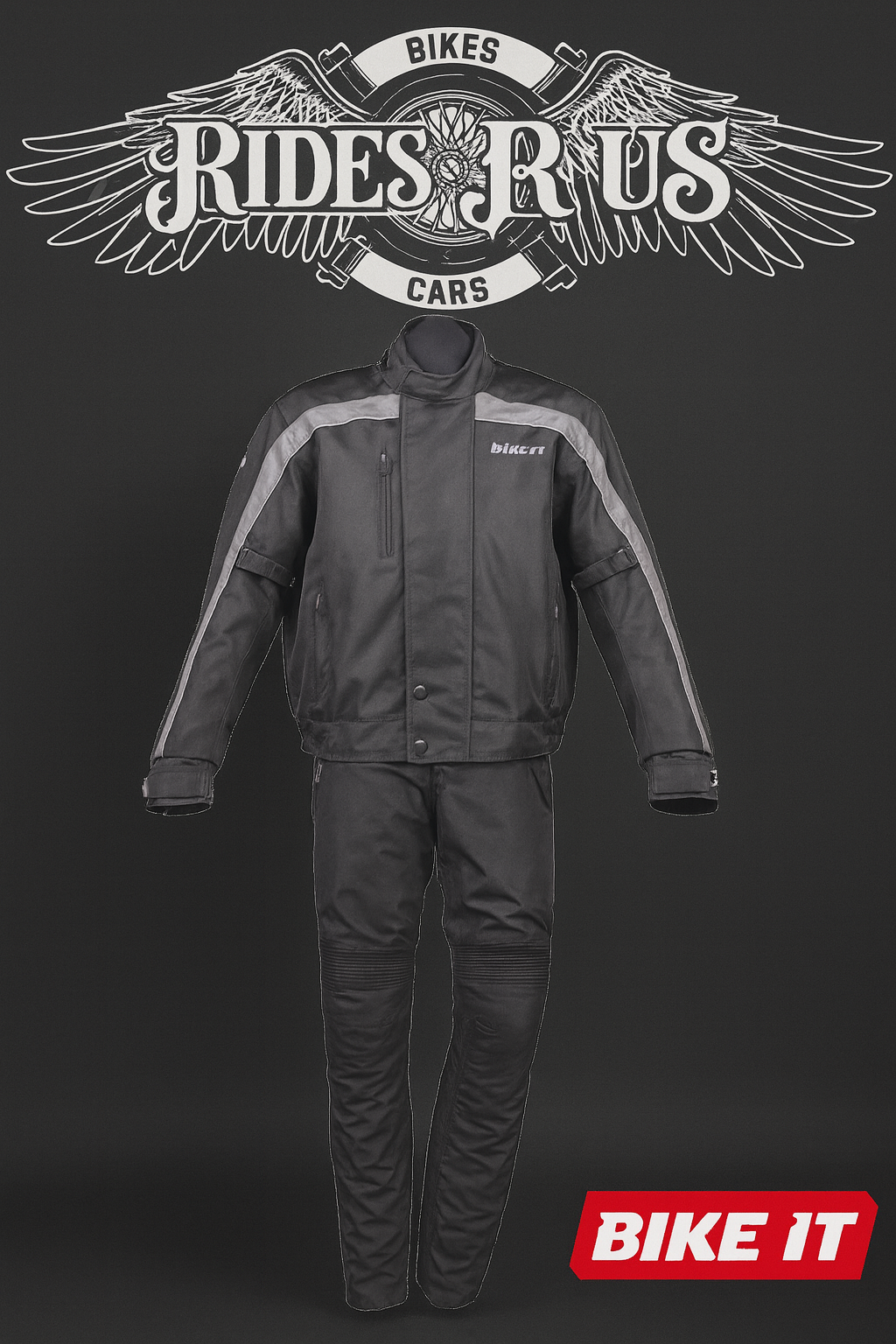 Bike It 'Herm' Textile Waterproof Motorcycle Bomber Casual Jacket + Bike It 'Triple Black' Ultimate Textile Adventure Waterproof Motorcycle Pants/Trousers